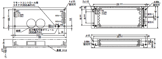 コーセル(COSEL) スイッチング電源 基板単体タイプ LDA150Wシリーズ 図面