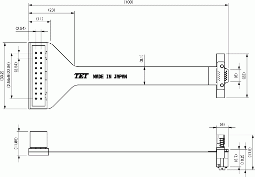 東京エレテック(TET) ICJTAG用コネクタ SICA20C20Y-GA101 図面