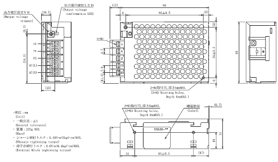 イーター電機　スイッチング電源 ESS30シリーズ 図面