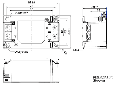 岡谷電機産業 (OKAYA) ノイズフィルタ 3suphqer6 図面
