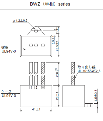 岡谷電機産業 (OKAYA) サージアブソーバー サージプロテクタ RAV4シリーズ 図面