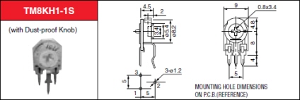 帝国通信工業(NOBLE) メタルグレーズポテンショメータ TM8KH1-1Sシリーズ 図面